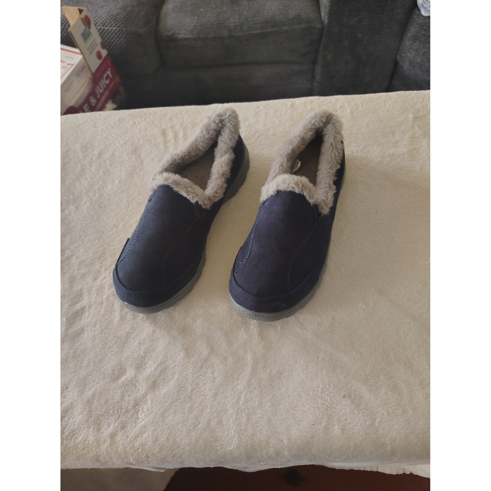 Danskin Now Womens Navy Blue Faux Fur Lined Slip On Loafers‎ Shoes Size 6